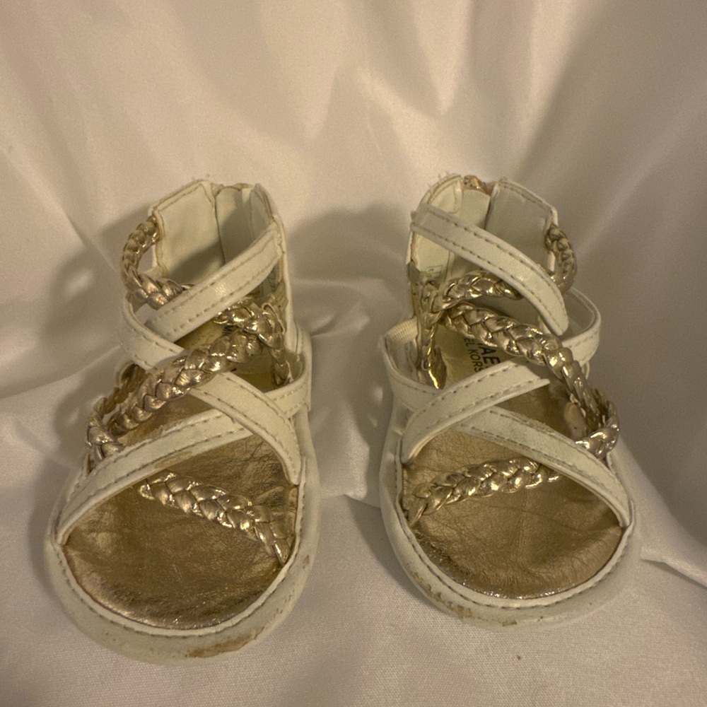 Michael Kors Gold and White Toddler Kids Sandals